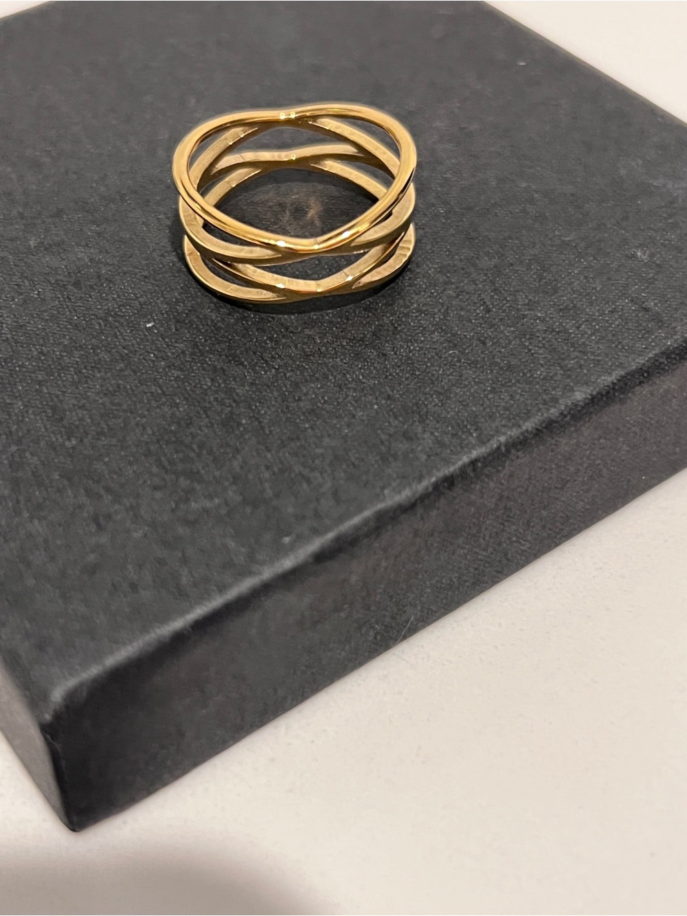 Gold-Tone Geometric Openwork Trio Stackable Ring - Picture 3 of 6